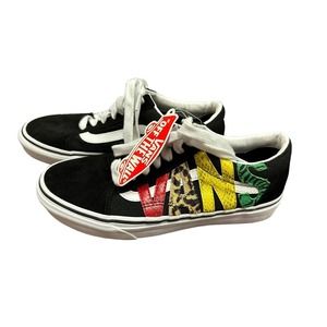 Vans Old Skool (Multi Animal) Rasta / Black Shoes - Womans 7.5 Wild.